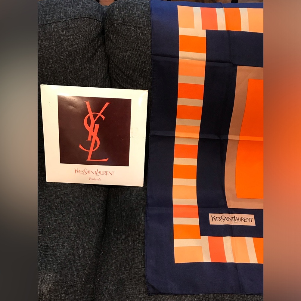 Yves Saint Laurent Silk Scarf in Box 😍🧡🔥 - Picture 9 of 17